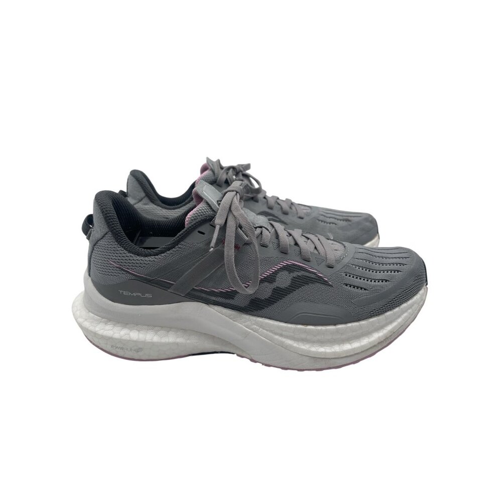 Saucony Tempus W 8.5 Road Running Stability Trainer Workout Gray White Shoes